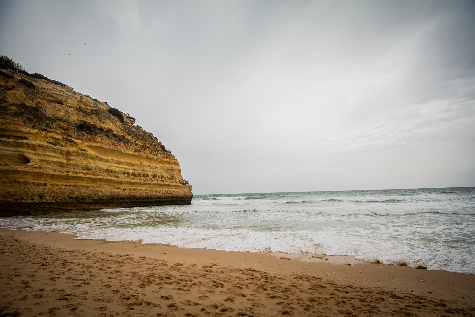 The limestone stacks and natural arch at Praia da Marinha, Algarve